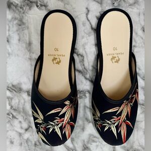 Rayon Brocade Slippers - Women's Size 10 Bamboo leaf design